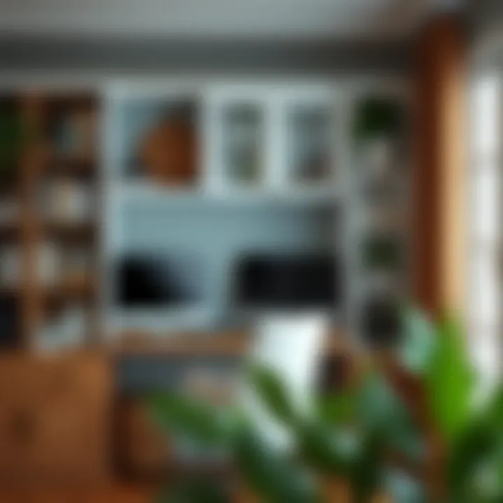 Corner cabinet carousel organizer enhancing a home office environment