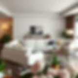 Elegant white leather sectional in a modern living room