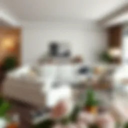 Elegant white leather sectional in a modern living room