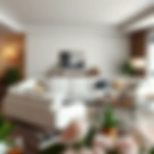 Elegant white leather sectional in a modern living room