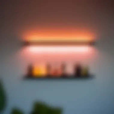 Modern design of a floating shelf featuring integrated LEDs