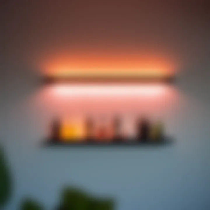 Modern design of a floating shelf featuring integrated LEDs