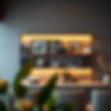 Stylish arrangement of decor on a floating bar shelf