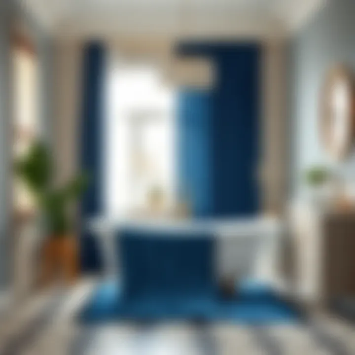 Navy blue bath runner complementing various interior styles