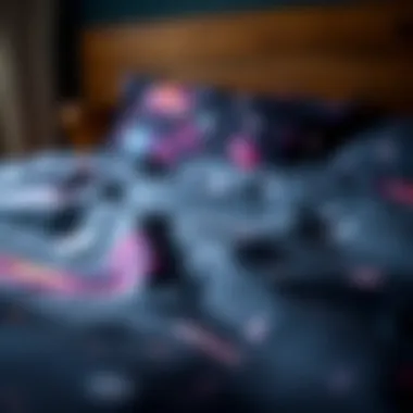 Close-up of fabric texture used in space-themed sheets