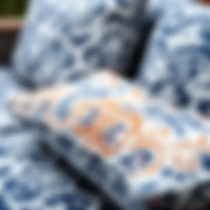 Close-up of Nautica outdoor cushions showcasing intricate patterns