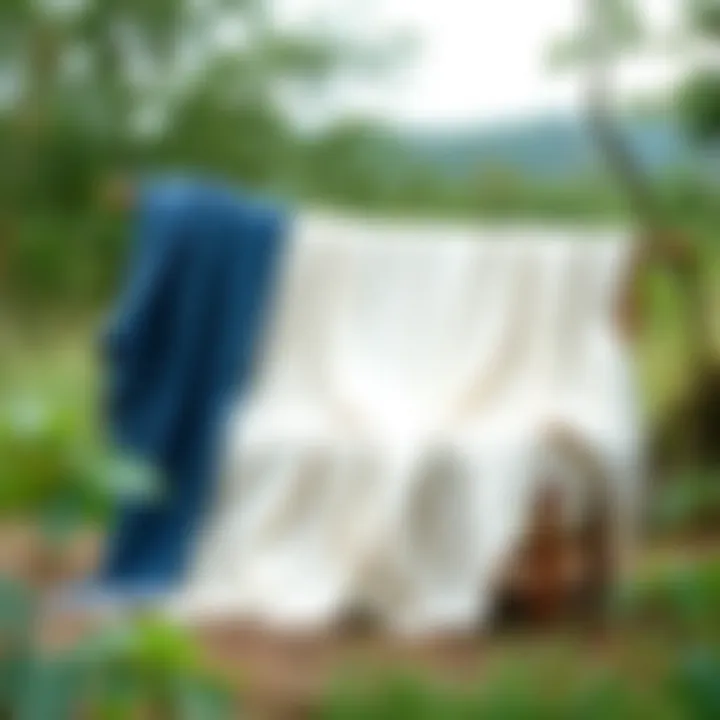 Sustainable sourcing options for muslin blankets displayed in a natural setting