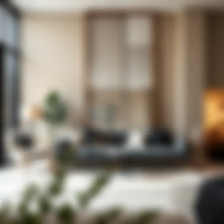 Stylish living room featuring a tall leaning mirror