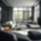 Luxurious sectional gray couch in modern living room