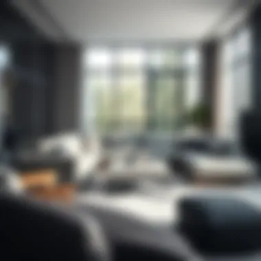 Luxurious sectional gray couch in modern living room