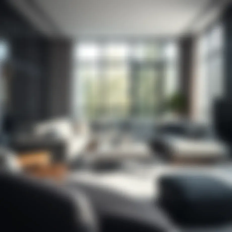 Luxurious sectional gray couch in modern living room