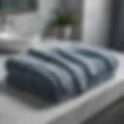 Luxurious blue gray towel draped elegantly on a marble countertop