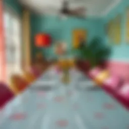 Vibrant plastic cloth tablecloths enhancing a dining setup