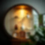 Elegant round glass cabinet showcasing decorative items