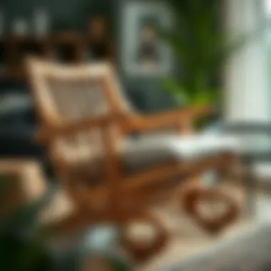 Craftsmanship of Wheeled Lounge Chair Close-up of the intricate craftsmanship of a wheeled lounge chair