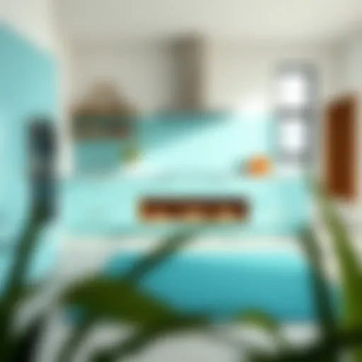 Turquoise Elegance in Modern Kitchens Elegant turquoise kitchen floor mat in a modern kitchen setting