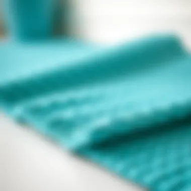 Close-up of textured turquoise mat showcasing its material and design