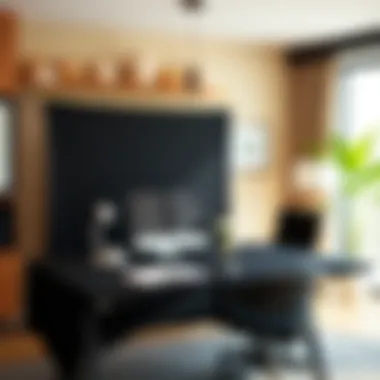 Aesthetic Harmony: Blending with Interior Decor Aesthetic appeal of a black desk cover in an interior setting