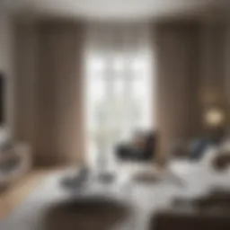 Elegant curtain track system installed in a stylish living room