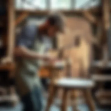 Artisan Crafting Wooden Chair An artisan crafting a wooden chair with precision and care