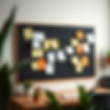 A well-organized bulletin board showcasing important notes and reminders
