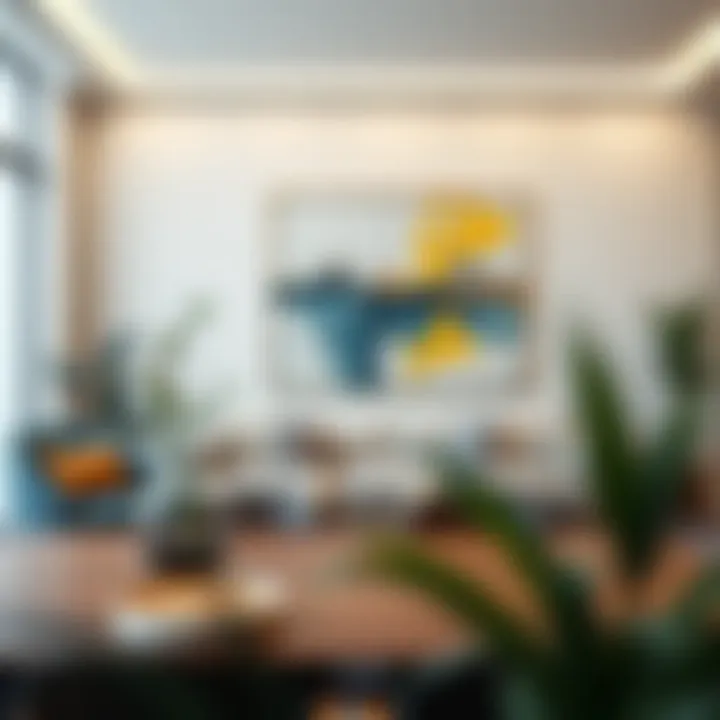 Abstract artwork in a corporate office