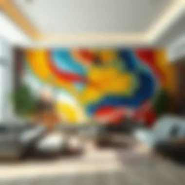 Vibrant mural enhancing a modern living room