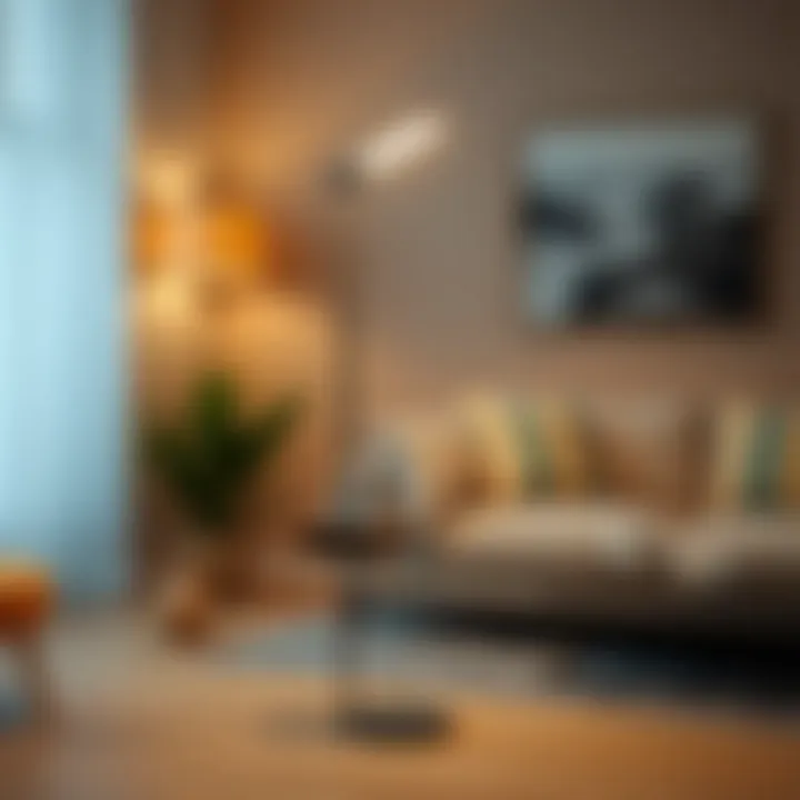 Sleek Design of Touch Dimmable Floor Lamp Close-up of a stylish touch dimmable floor lamp showcasing its sleek design.