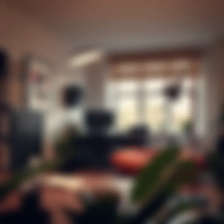 Workspace Enhanced by Touch Dimmable Floor Lamp A well-organized workspace featuring a touch dimmable floor lamp that enhances productivity.