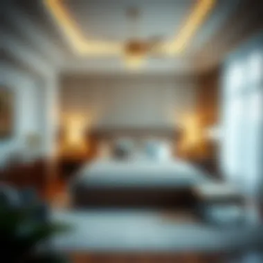 Elegant bedroom showcasing a well-coordinated king size bed in a bag