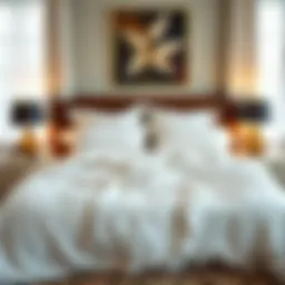 Luxurious king size bed linens displayed in a cozy bedroom setting