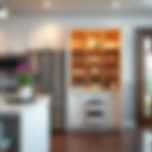 Innovative design of deep pantry pull-out shelves in a modern kitchen