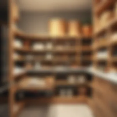 Organized pantry showcasing pull-out shelves with various storage items