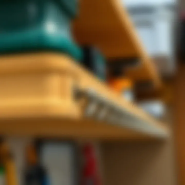 Close-up of durable materials used for hanging storage shelves.