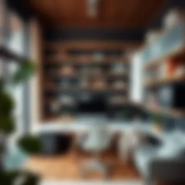 Creative big shelf storage in a home office enhancing productivity and aesthetics