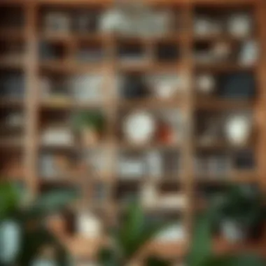 Organized big shelf storage with decorative items and books arranged artfully