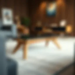 Sleek modern coffee table showcasing tempered glass and solid wood legs