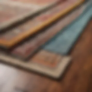 Different types of rug pads displayed on hardwood flooring