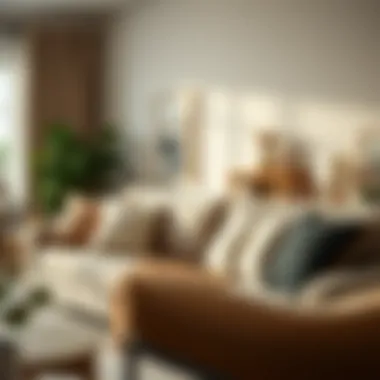 Cozy living room setting featuring thoughtfully chosen sofa cushions