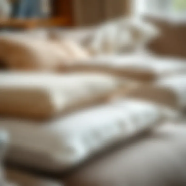 Close-up of sofa cushions demonstrating various filling materials
