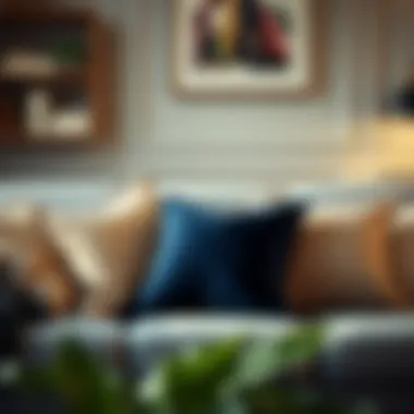 Stylishly designed sofa with cushions that complement interior decor