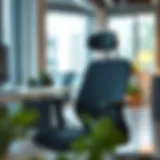 Ergonomic office chair with headrest in a modern workspace