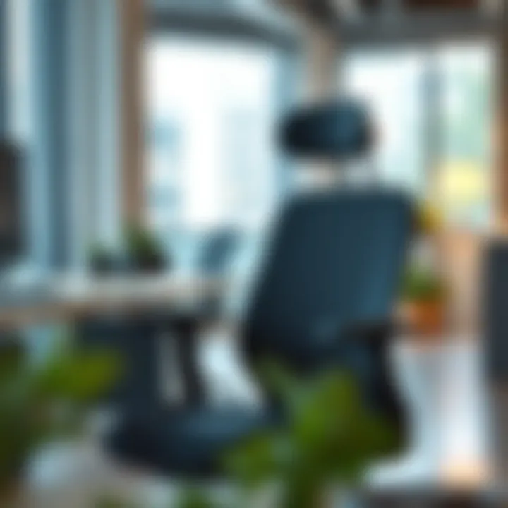 Ergonomic office chair with headrest in a modern workspace