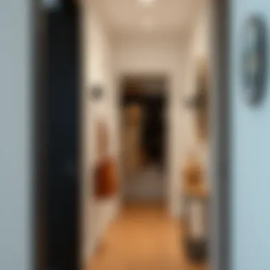 Elegant coat rack integrated into a narrow hallway