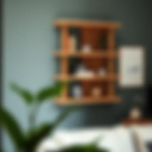 Elegant wooden corner shelf showcasing decorative items