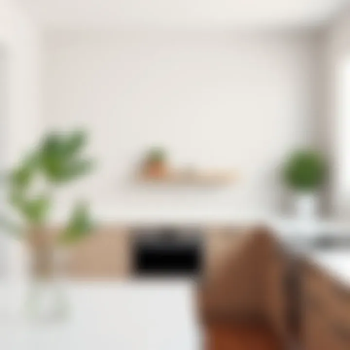 Minimalist corner shelf integrated into a bright kitchen