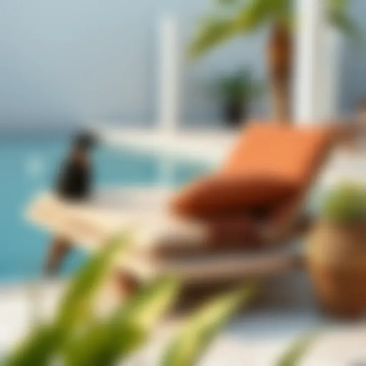 Stylish brown chaise lounge next to a pool