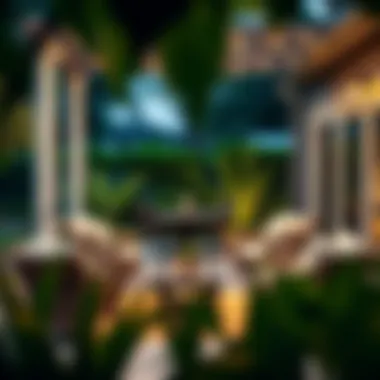 A serene outdoor setting featuring well-designed patio furniture