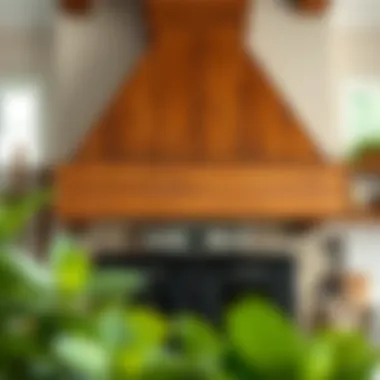 Vintage style over the oven hood adding character to a rustic kitchen