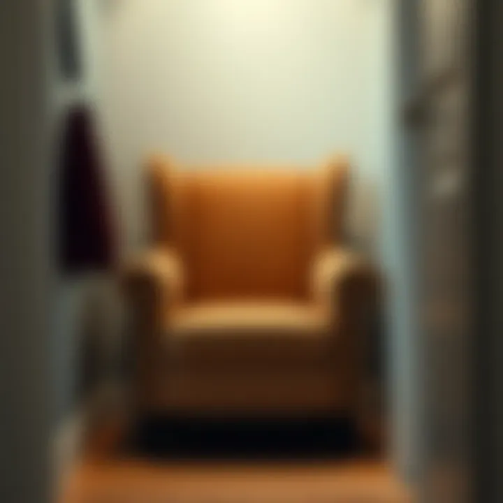 Utilitarian small corner chair in a narrow space